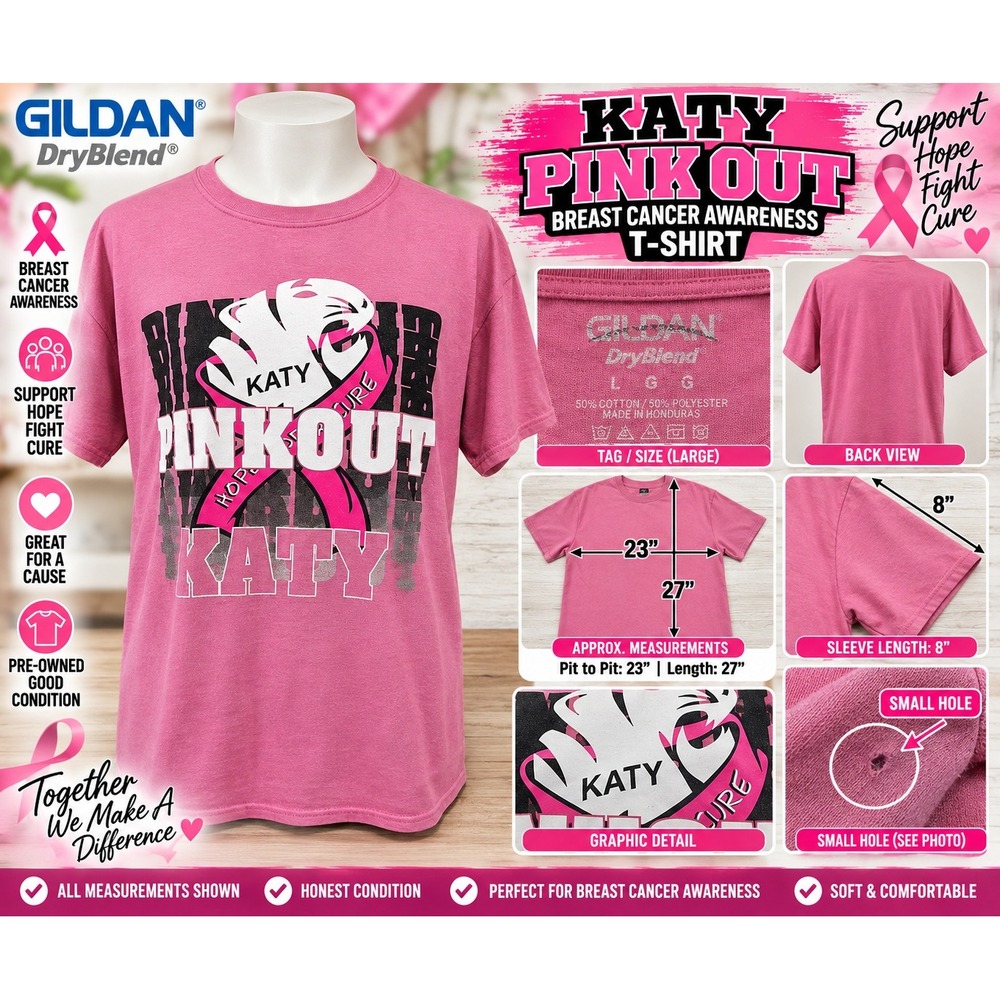 Gildan DryBlend Katy Pink Out Breast Cancer Awareness Graphic T-Shirt Pink Large
